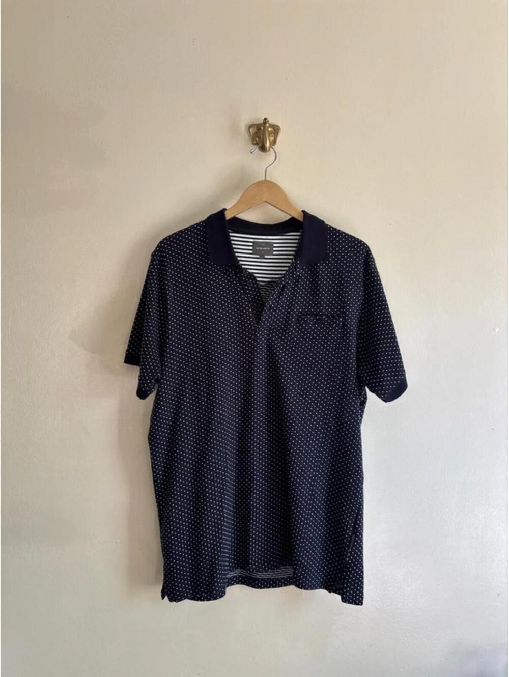 Peter Werth Blue and White Checked Polo size L‎